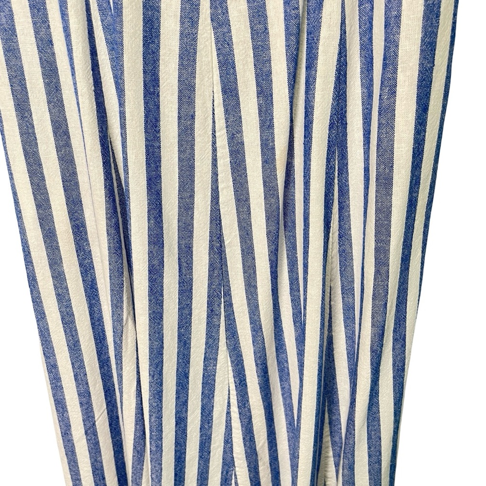 Old Navy Linen Blend Fit & Flare Sleeveless Midi Dress Blue Stripe, Size S - Picture 6 of 14